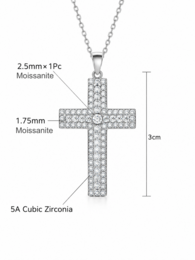 Stralende dubbele rij Moissanite kruisketting
