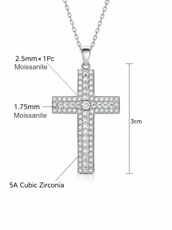 Stralende dubbele rij Moissanite kruisketting