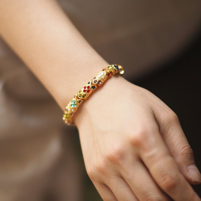 Vintage inspireret blændende kalejdoskop armbånd-16 cm lang