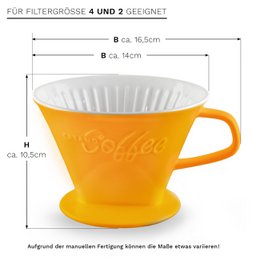 Creano porseleinen koffiefilterformaat. 4 saffraangeel