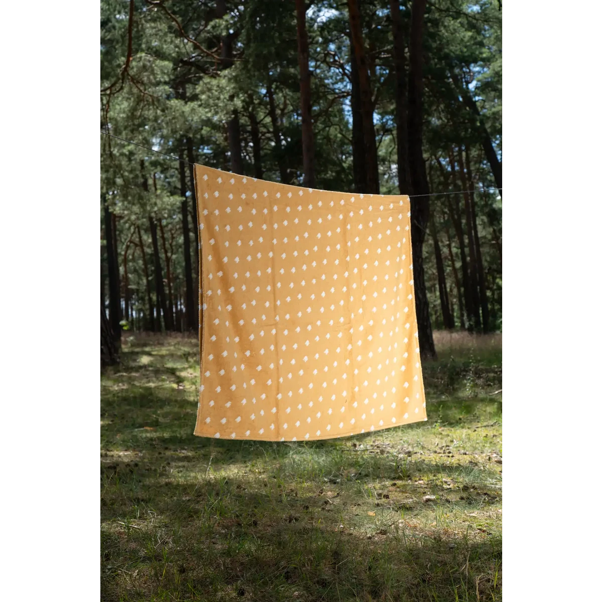 jacquard Beach Towel - pied-de-poule - yellow/ white