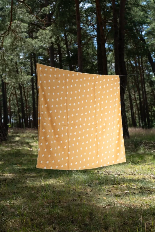 Jacquard-Strandtuch – Pied-de-Poule – Gelb/Weiß