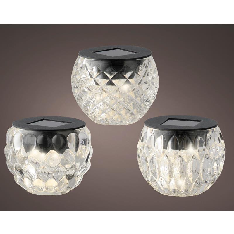 Bordlampe glas Solar LED varm hvid ca 8cm