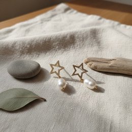 Solyne — Star earrings with natural river pearl