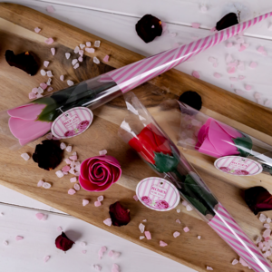 Baderose op de stengel »Soap Rose 4 G» Geschenkidee »Bathing Fleet als een roos op de stengel