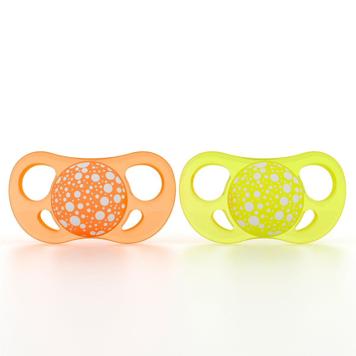 Set de 2 chupetes 4m+ naranja+amarillo