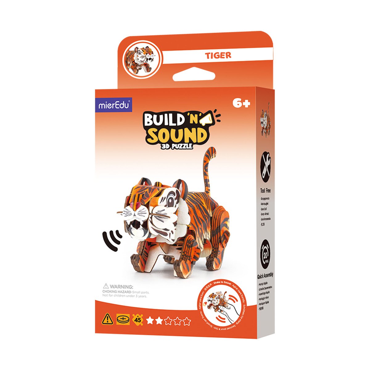 Mieredu - 3D Puzzel Build And Sound - Tijger