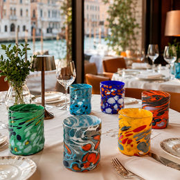 Bicchieri Tiepolo in vetro di Murano, realizzati nell'isola di Murano, soffiati e lavorati a mano da maestri Vetrai - SPECIAL EDITION - 450 ml.