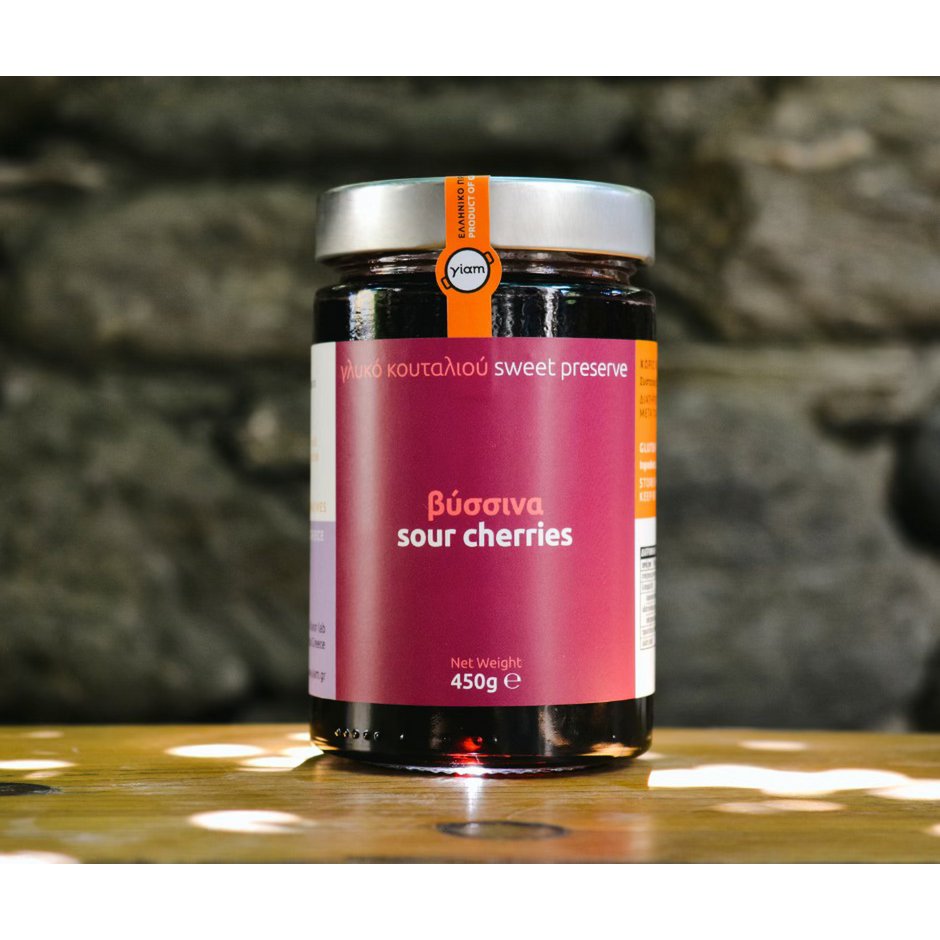 YIAM Greek Traditional Handmade Spoon Dessert Sour Cherry, 450g