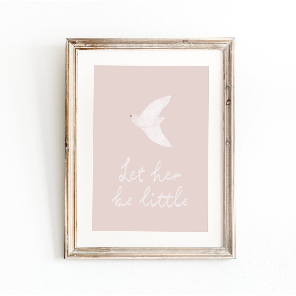 Poster di colombe, poster di colomba della pace, Lascia che sia piccola citazione poster kinderkamer, poster vogel, stampa per ragazze, poster della stanza delle ragazze rosa, poster dell'asilo nido per ragazze