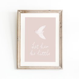 Poster di colombe, poster di colomba della pace, Lascia che sia piccola citazione poster kinderkamer, poster vogel, stampa per ragazze, poster della stanza delle ragazze rosa, poster dell'asilo nido per ragazze