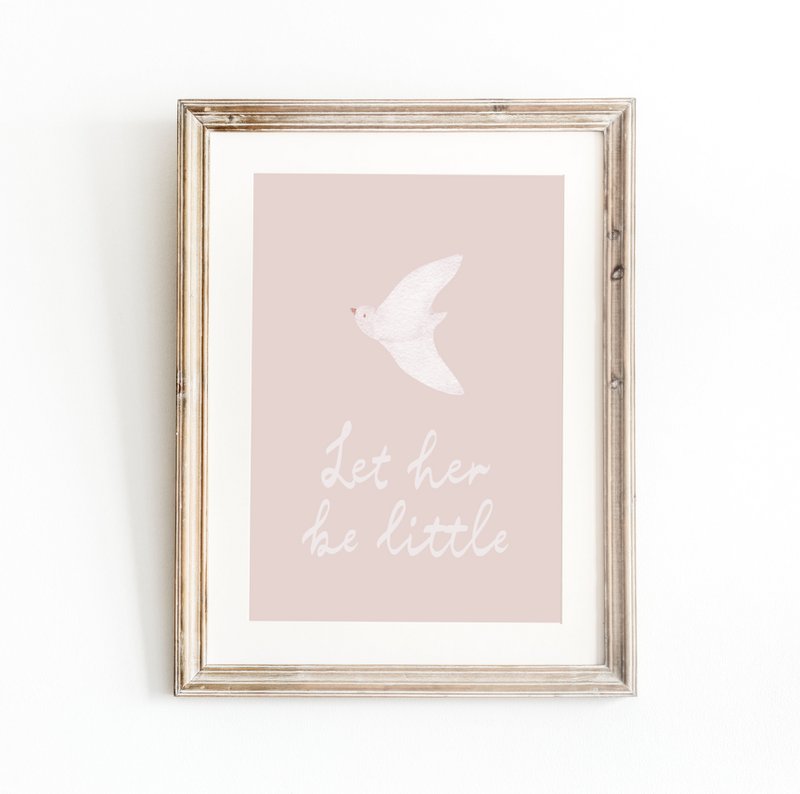 Poster di colombe, poster di colomba della pace, Lascia che sia piccola citazione poster kinderkamer, poster vogel, stampa per ragazze, poster della stanza delle ragazze rosa, poster dell'asilo nido per ragazze