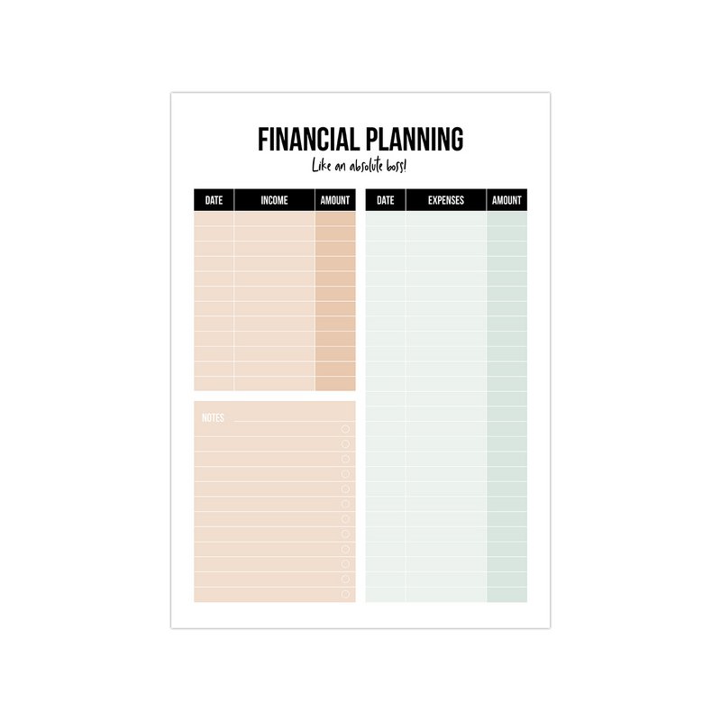 A5-Notizblock Finanzplanung, pro 5 Stück