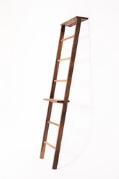 Kledingladder, handdoekenrek van massief walnoot