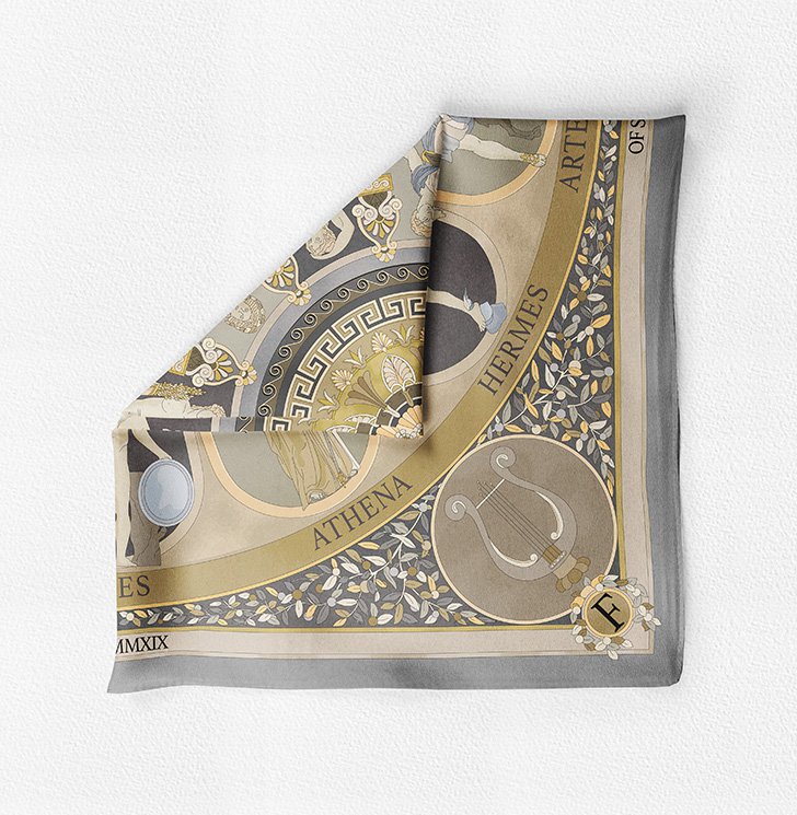 Pañuelo de seda 100% de los dioses del Olimpo (2 colores)