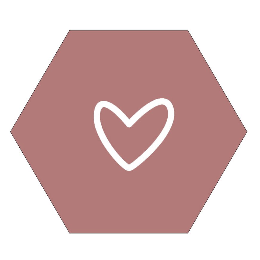 Wall hexagon heart rose