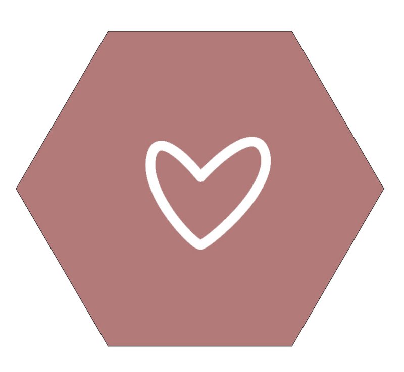 Wall hexagon heart rose