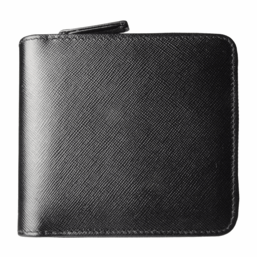 Portafoglio 4 carte di credito in pelle Saffiano con cerniera nero