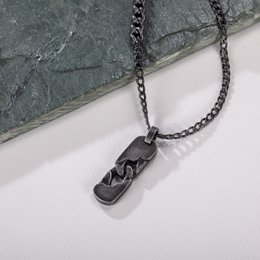 Men's Stainless Steel Chain Necklace with Textured Pendant