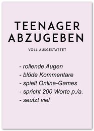 Postkort "Teenager abzugeben"