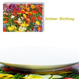 Artipics Tischsets Blumenwiese 4 Stück Platzsets Abwaschbar Kunststoff je 42 x 30 cm Sommerliche Bunte Blumen Natur Tischdeko Für Küche, Essbereich, Gäste, Drinnen, Draußen