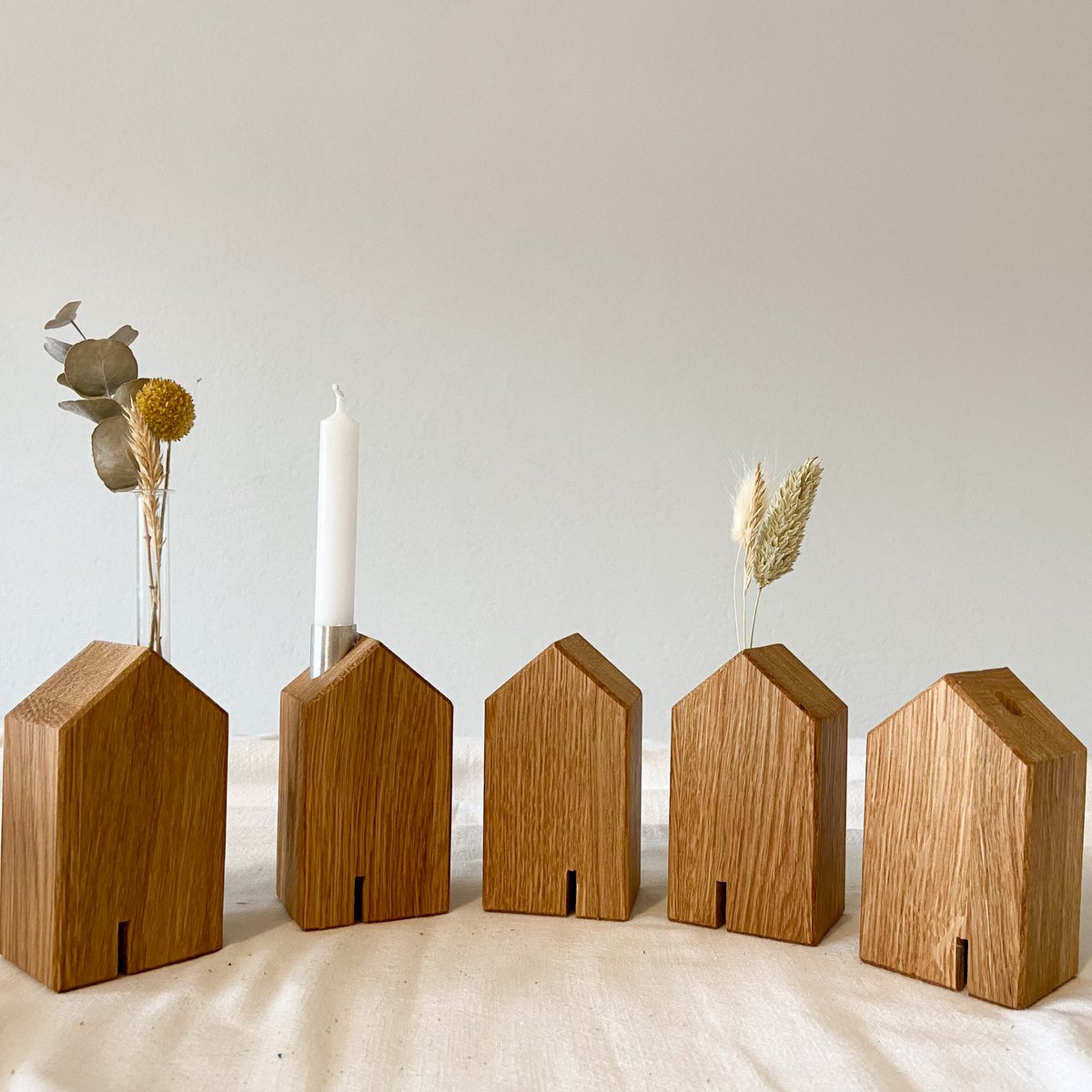 minimalistische Dekohäuschen - 5 Varianten - aus Eiche