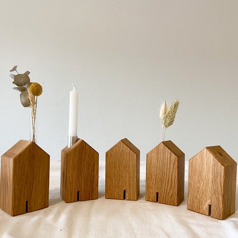 minimalist decorative houses - 5 variants - made of oak