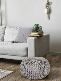 Knitted stool pouf Ø 45 H 30 cm cm seat pouf knitted floor cushion