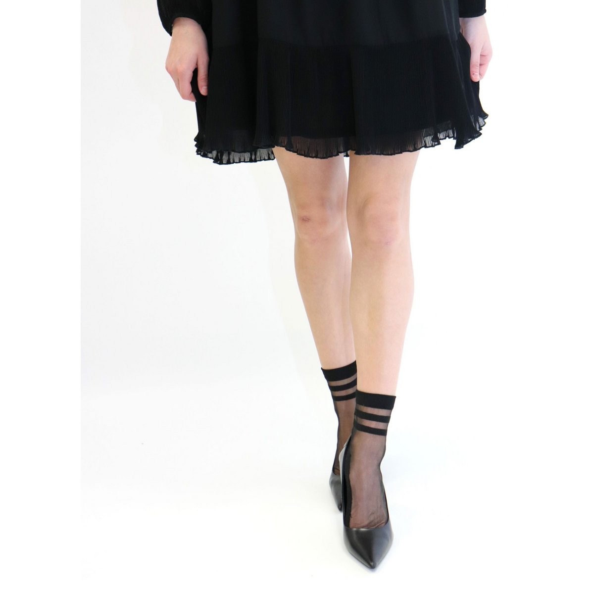 Widerstandsfähige, transparente Voile-Socken – Be a Neo Queen – Schwarz