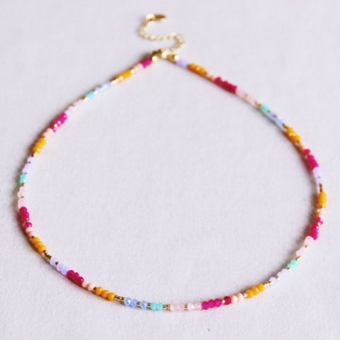 Facetketting - oranje/mint/fuchsia/lila