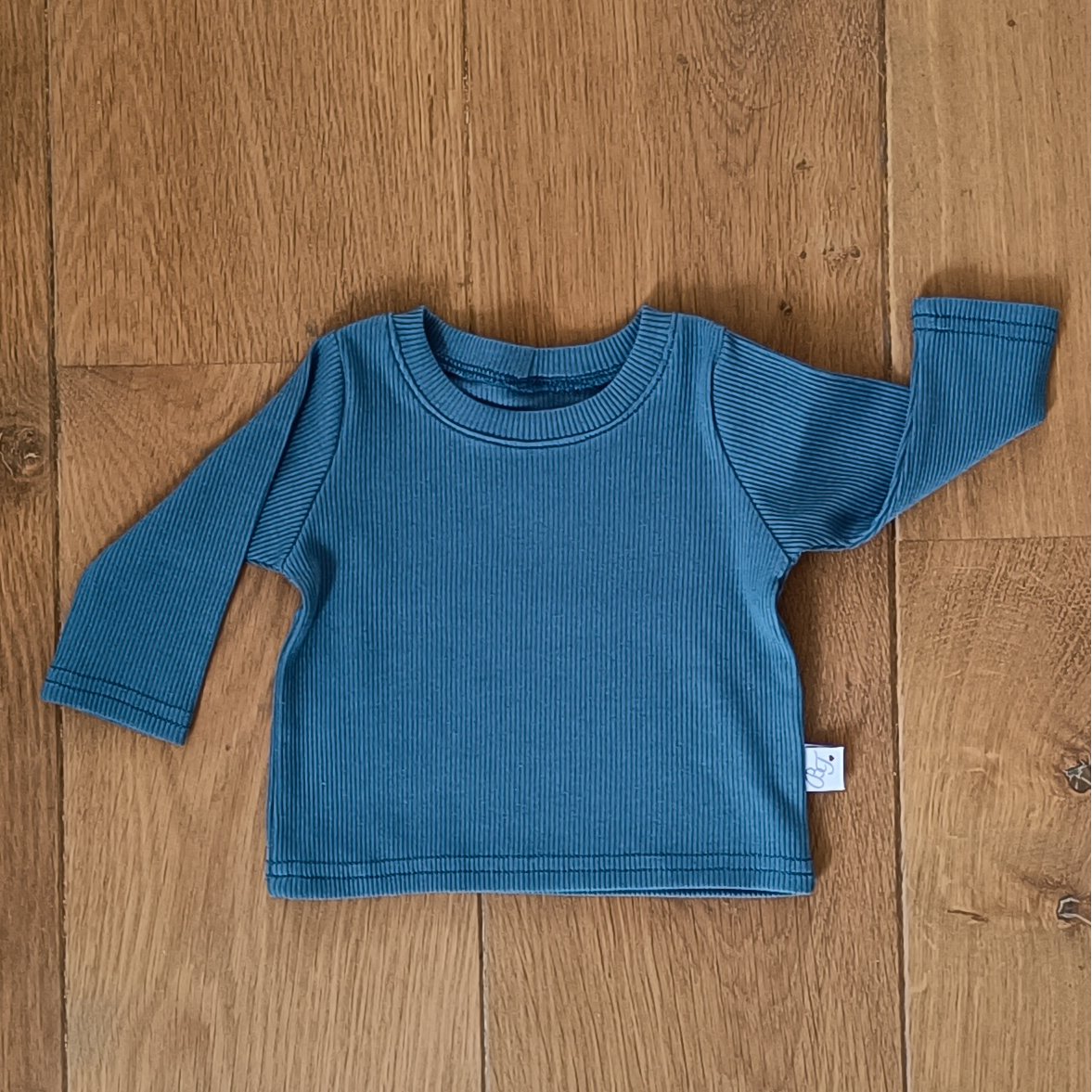 Langærmet Rib Jersey Mørke Jeans Blå