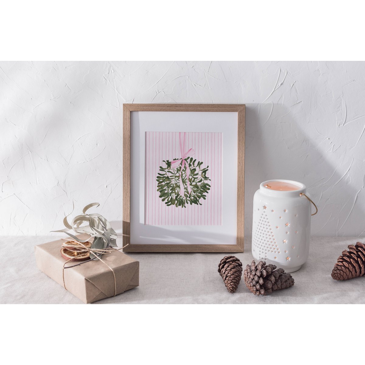 Pink Mistletoe Print, Pink Christmas Plakat, Marrier Plakat, Christmas Plakat, Christmas Print, Mistletoe Print