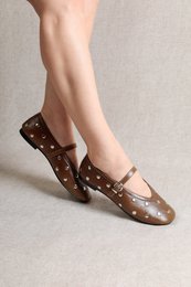 ALLI STUDS MOSGROEN – Glanzend leren Mary Janes met studs