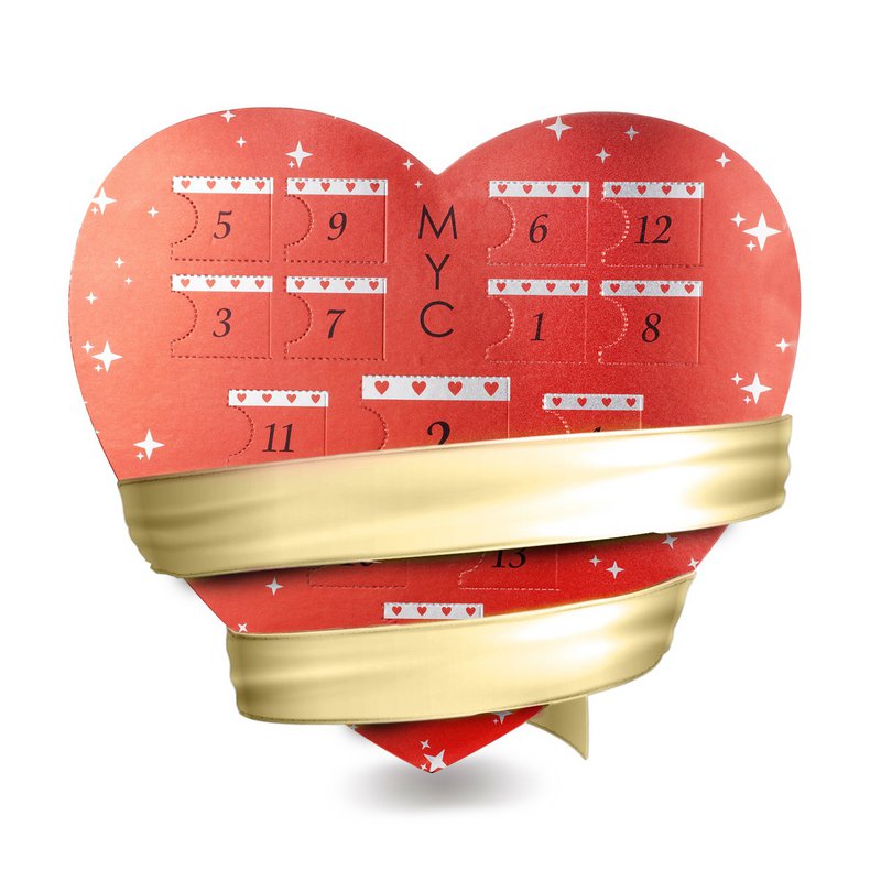 Advent calendar Heart box - 14 jewels - Gold finish