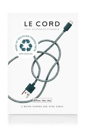 Grønt iPhone Lightning kabel · 2 meter · Fremstillet af genbrugte fiskenet