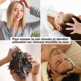 Flower Scalp Brush in FSC Beech Wood - 9 Natural Stone Massage Points - Stimulates Blood Circulation - Revitalizes Scalp - Natural Lithotherapy Hair Care