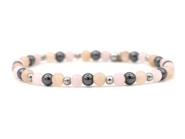 Natuursteen armband, mama to be, zilver en goud