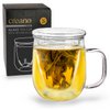 Creano Teeglas mit Sieb und Deckel 450ml