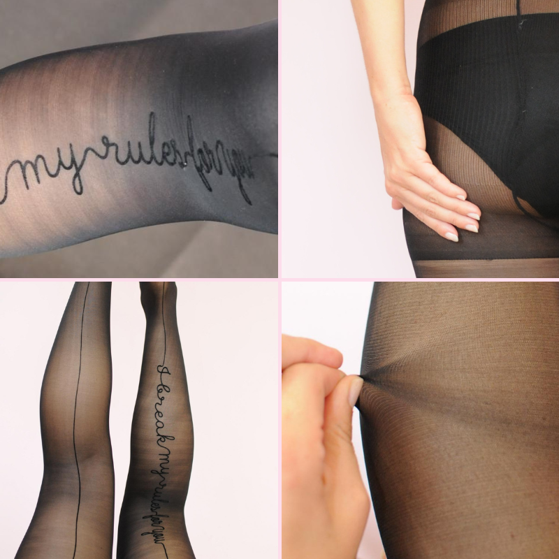 1-Pair %23StatementTights I BREAK MY RULES FOR YOU "Message on Tights" black tights 40 DEN