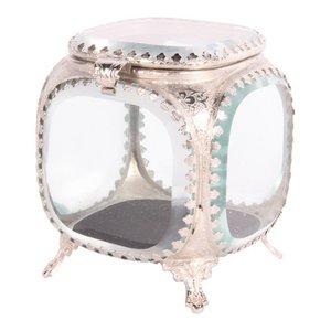 Glazen doos Vierkant 9,5 cm - Zilver - Glas