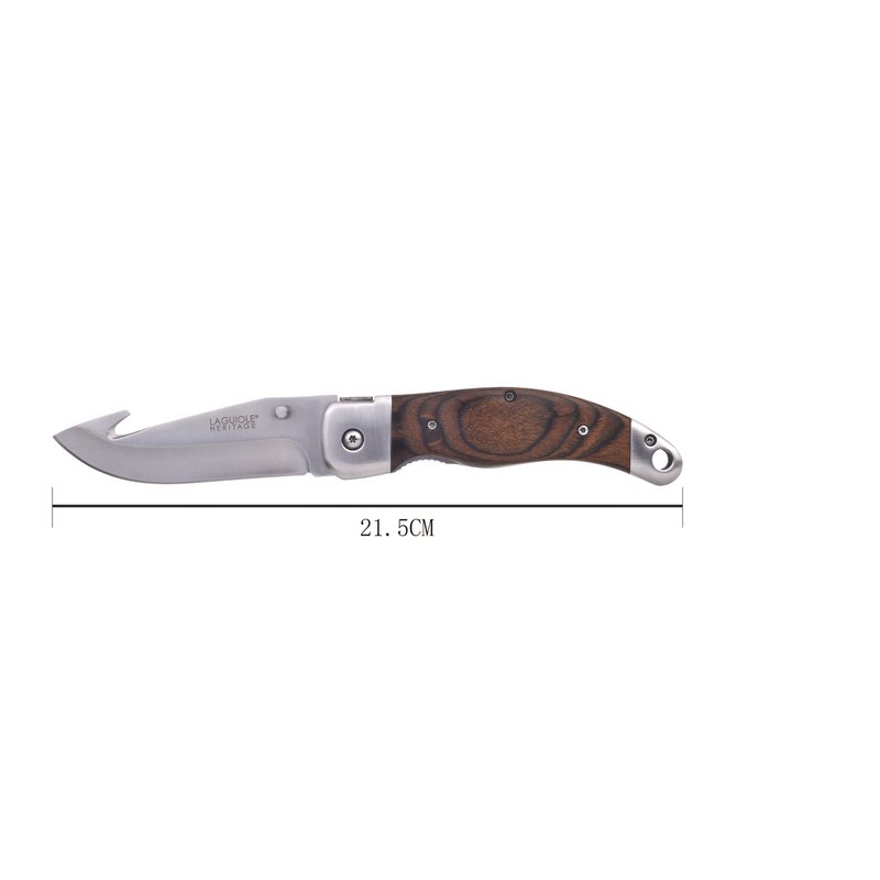 Jagtkniv æske med sort læder etui - Pakka træ håndtag - 10,5 cm klinge