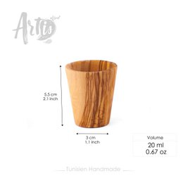 Juego de 6 vasos de chupito de madera de olivo – Hechos a mano