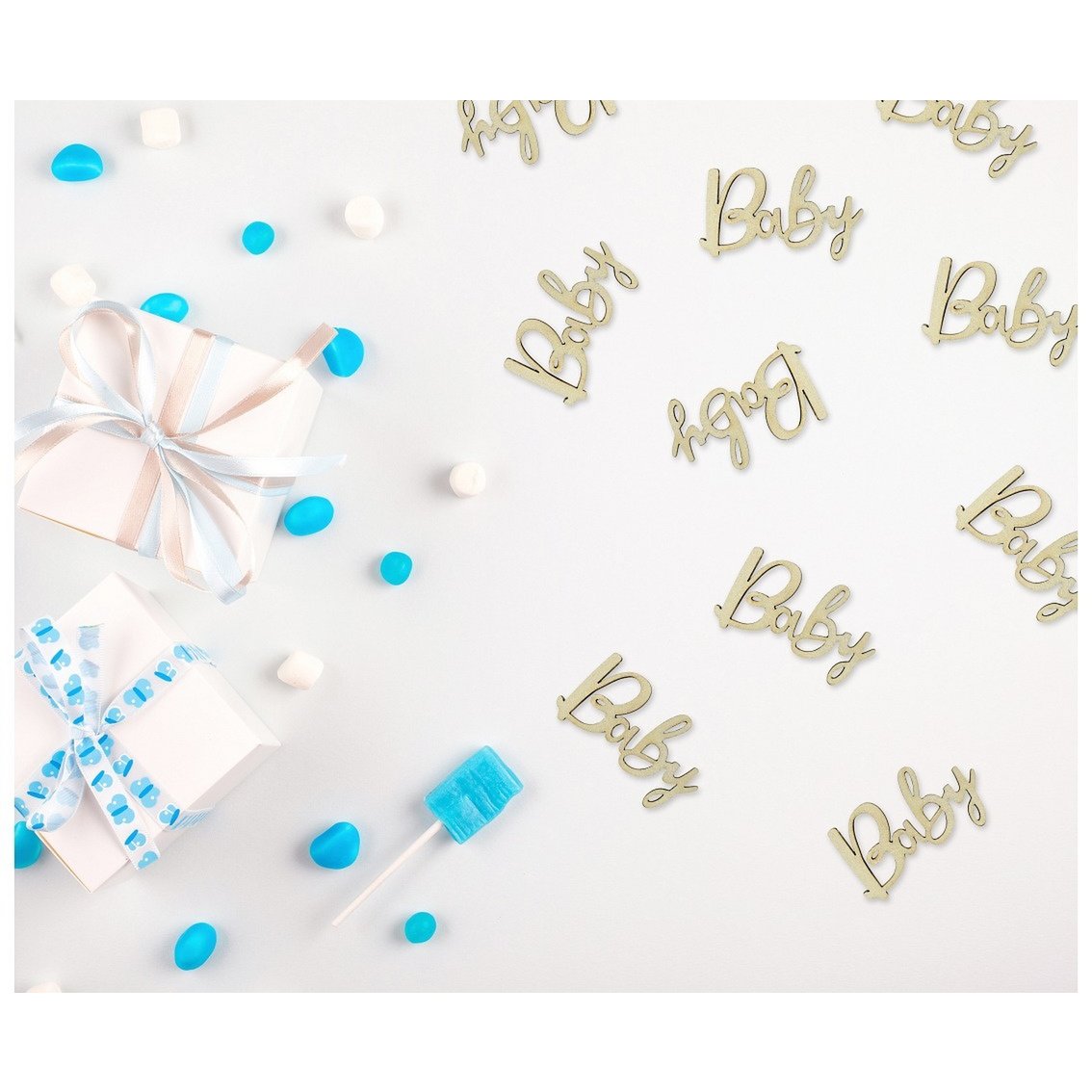 Confettis en bois - Bébé - 18 pièces