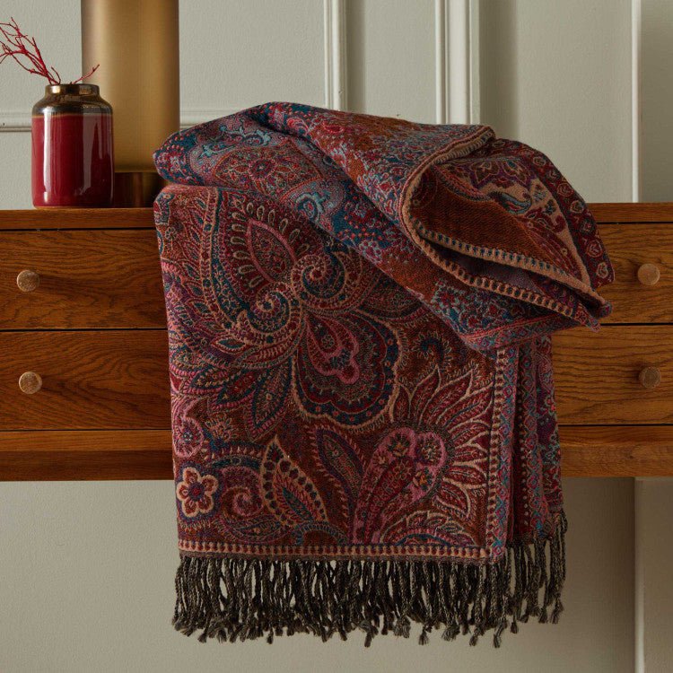 Oosterse rode FARAH plaid