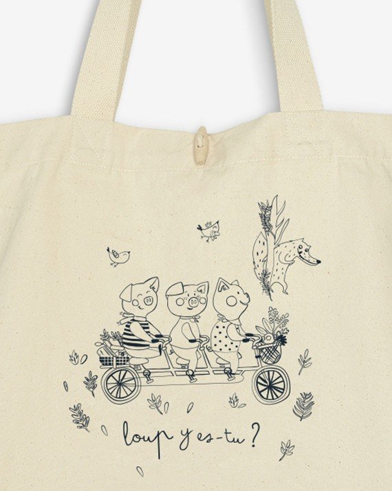 Natural bag 3 Petits Cochons 100% organic cotton certified Control Union