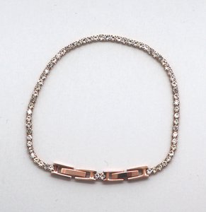 Armband, tennisarmband edelstaal rosé met zirkonia