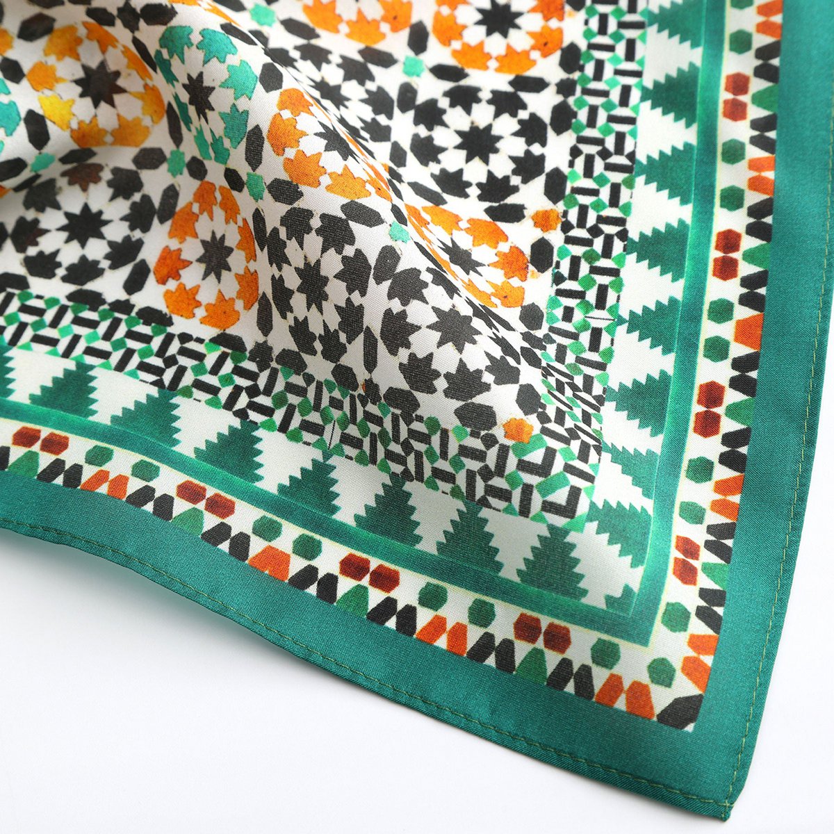 Green Square Silk Scarf Sabika