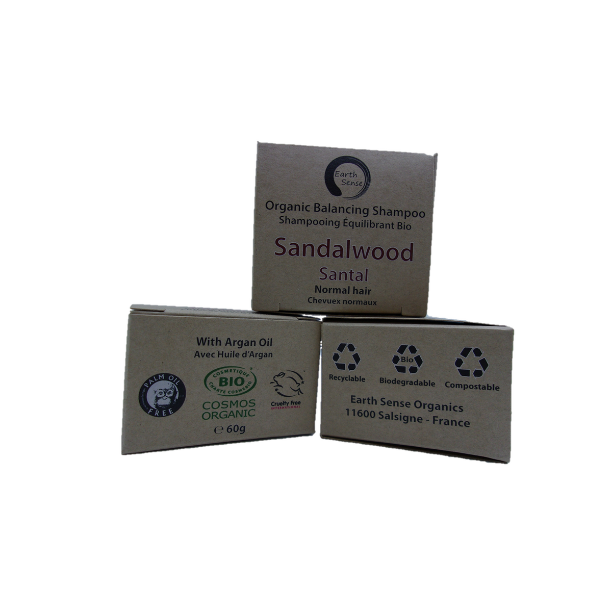 Organisk certificeret afbalancering af solid shampoo - Sandeltræ - Normal & alle hårtyper 60G