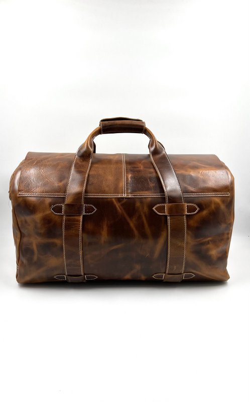 Håndlavet "Crazy Horse" læder rejsetaske – Artisan Vintage Weekender med Aged Patina Effekt