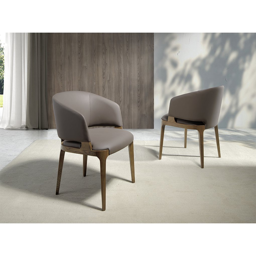 Leatherette dining chair with walnut ash structure